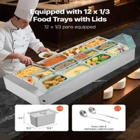 Bain-marie-electric-industrial-1700-W-12-tăvi-cu-capac-din-sticlă-și-polonice