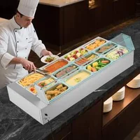Bain-marie-electric-industrial-1700-W-12-tăvi-cu-capac-din-sticlă-și-polonice