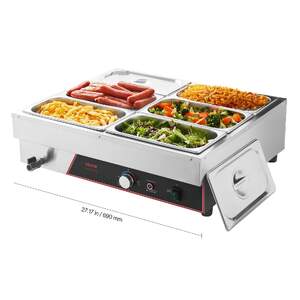 Bain-marie-electric-profesional-1500-W-6-tăvi-cu-capace-încălzire-rapidă