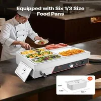 Bain-marie-electric-profesional-1500-W-6-tăvi-cu-capace-încălzire-rapidă