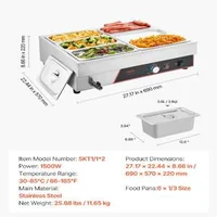 Bain-marie-electric-profesional-1500-W-6-tăvi-cu-capace-încălzire-rapidă