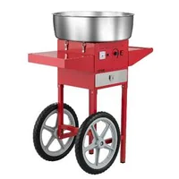 Mașină-profesională-pentru-vată-de-zahăr-cu-cărucior-1000W-roșie