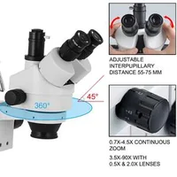 Microscop-stereo-trinocular-cu-mărire-3-5-90-suport-cu-braț-dublu-și-cap-rotativ