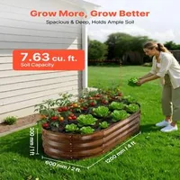 Set-de-2-straturi-ovale-metalice-de-grădină-120-x-60-x-30-cm-cu-aspect-de-lemn-închis