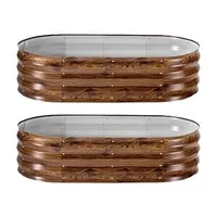 Set-de-2-straturi-ovale-metalice-de-grădină-120-x-60-x-30-cm-cu-aspect-de-lemn-închis