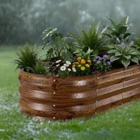 Set-de-2-straturi-ovale-metalice-de-grădină-120-x-60-x-30-cm-cu-aspect-de-lemn-închis