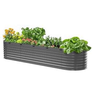 Strat-metalic-foarte-înalt-de-grădină-240-x-60-x-60-cm-gri-închis