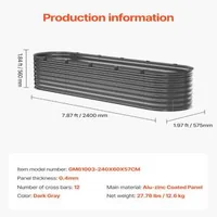 Strat-metalic-foarte-înalt-de-grădină-240-x-60-x-60-cm-gri-închis