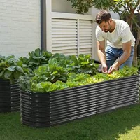 Strat-metalic-foarte-înalt-de-grădină-240-x-60-x-60-cm-gri-închis