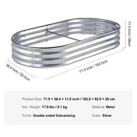 Strat-metalic-galvanizat-de-grădină-182-x-92-x-28-cm-argintiu