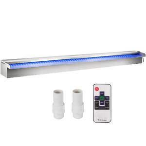 Cascadă-mare-pentru-piscină-cu-iluminare-LED-90-cm-oțel-inoxidabil