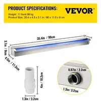 Cascadă-mare-pentru-piscină-cu-iluminare-LED-90-cm-oțel-inoxidabil