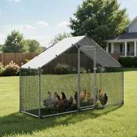 Cușcă-metalică-spațioasă-pentru-păsări-domestice-3x1x2-m-cu-acoperiș-impermeabil
