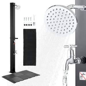 Duș-solar-de-grădină-35L-cu-platformă-de-podea-și-robinet-pentru-picioare