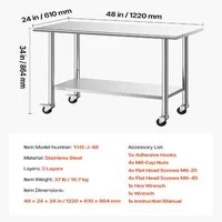Masă-de-lucru-profesională-din-oțel-inoxidabil-61x122-cm-cu-roți-raft-reglabil