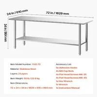 Masă-de-lucru-profesională-din-oțel-inoxidabil-183-61-cm-cu-raft-inferior-reglabil