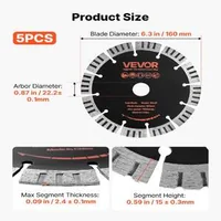 Set-de-5-discuri-diamantate-160-mm-pentru-beton-și-canelator-alezaj-22-2-mm-tăiere-uscată-și-umedă