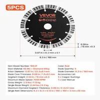 Set-de-5-discuri-diamantate-160-mm-pentru-beton-și-canelator-alezaj-22-2-mm-tăiere-uscată-și-umedă