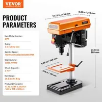 Mașină-de-găurit-profesională-de-banc-203-2-mm-motor-cu-inducție-de-20-cm-putere-maximă-de-500-W-550-950-1450-1950-2500-rpm-control-variabil-în-5-trepte
