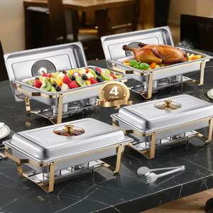 Set-de-4-recipiente-chafing-dish-aurii-8-Qt-cu-capac-de-sticlă