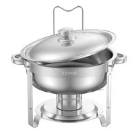 Set-de-4-recipiente-rotunde-chafing-dish-5-Qt-din-oțel-inoxidabil