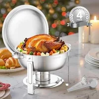 Set-de-4-recipiente-rotunde-chafing-dish-5-Qt-din-oțel-inoxidabil