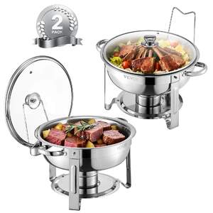 Set-de-2-recipiente-rotunde-chafing-dish-5-Qt-din-oțel-inoxidabil