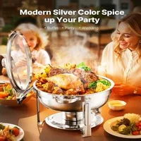 Set-de-2-recipiente-rotunde-chafing-dish-5-Qt-din-oțel-inoxidabil