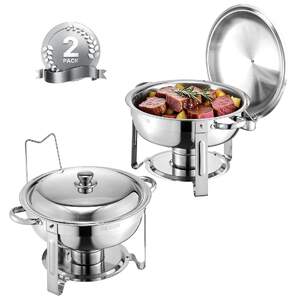 Set-de-2-recipiente-rotunde-chafing-dish-5-Qt-din-oțel-inoxidabil