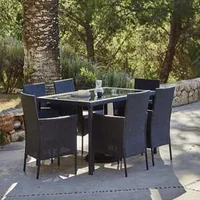 Set-de-grădină-de-lux-din-ratan-pentru-6-persoane-negru-sau-maro-cu-6-scaune-și-masă-cu-blat-de-sticlă