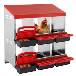 Cuibar-metalic-pentru-găini-cu-6-compartimente-înclinate-pentru-ouat