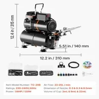 Set-aerograf-cu-3-aerografe-1-6-HP-cu-compresor-și-rezervor