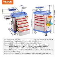 Cărucior-medical-mobil-cu-5-niveluri-5-sertare-și-2-coșuri-pentru-deșeuri