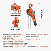 Palan-manual-cu-pârghie-Lever-Chain-Hoist-capacitate-de-750-kg-3-4-T-lanț-de-6-m