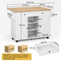 Insulă-de-bucătărie-Pettex-cu-roți-și-blat-rabatabil-131-cm