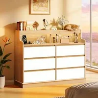 Comodă-modernă-Pettex-de-112-cm-cu-6-sertare-iluminare-LED-și-prize