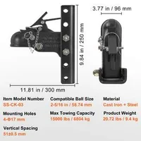 Cuplaj-reglabil-pentru-remorcă-și-set-de-cleme-pentru-canal-cu-5-poziții-bilă-de-remorcare-58-74mm-capacitate-6-8t-cuplaj-turnat-pentru-sarcini-grele-pentru-montare-pe-canal-pentru-tractarea-rulotei