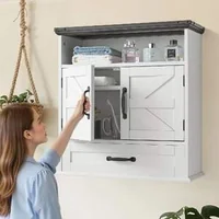 Dulap-suspendat-pentru-baie-61-x-23-x-64-cm-cu-sertar-și-etajeră-deschisă