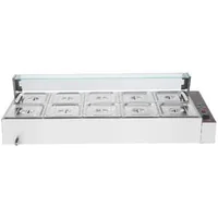 Încălzitor-electric-profesional-pentru-bufet-cu-10-recipiente-și-paravan-de-sticlă