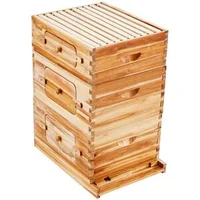 Kit-de-stup-cu-30-de-rame-din-lemn-de-cedru-acoperit-cu-ceară-de-albine-2-corpuri-adânci-1-corp-mediu-ferestre-transparente-din-acril-și-foițe-de-fagure-pentru-apicultori-începători-și-profesioniști