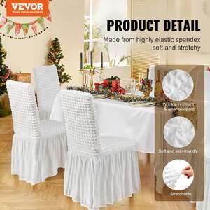 Huse-pentru-scaune-din-spandex-cu-fustă-4-bucăți-dimensiune-universală-culoare-albă