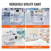 Cărucior-medical-mobil-cu-două-tăvi-două-sertare-și-trei-coșuri-pentru-deșeuri