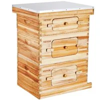 Kit-de-stup-cu-30-de-rame-din-lemn-de-cedru-acoperit-cu-ceară-de-albine-2-corpuri-adânci-1-corp-mediu-ferestre-transparente-din-acril-și-foițe-de-fagure-pentru-apicultori-începători-și-profesioniști