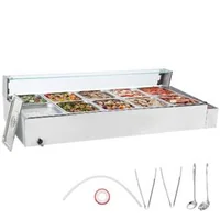 Încălzitor-electric-profesional-pentru-bufet-cu-10-recipiente-și-paravan-de-sticlă