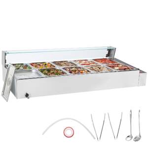 Încălzitor-electric-profesional-pentru-bufet-cu-10-recipiente-și-paravan-de-sticlă