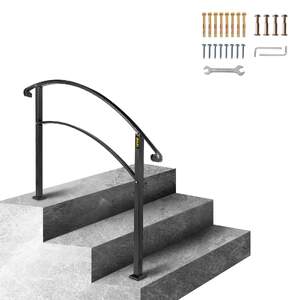 Balustradă-forjată-pentru-scări-Pentru-3-trepte-reglabilă-neagră