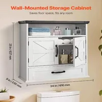 Dulap-suspendat-pentru-baie-61-x-23-x-64-cm-cu-sertar-și-etajeră-deschisă