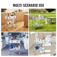 Cărucior-medical-mobil-din-oțel-inoxidabil-cu-2-niveluri-și-2-sertare