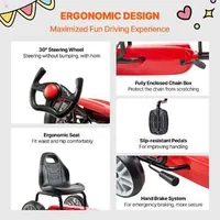 Kart-pentru-copii-cu-pedale-4-roți-scaun-reglabil-și-frână-de-mână-roșu