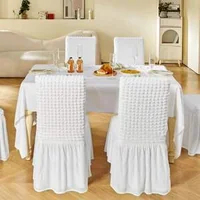 Huse-pentru-scaune-din-spandex-cu-fustă-4-bucăți-dimensiune-universală-culoare-albă
